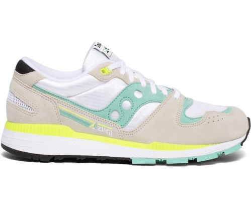 Tenis Saucony Azura Premium Leather Hombre Zapatos Originales Almond / Seafoam / Citrus México MX-265-EZ